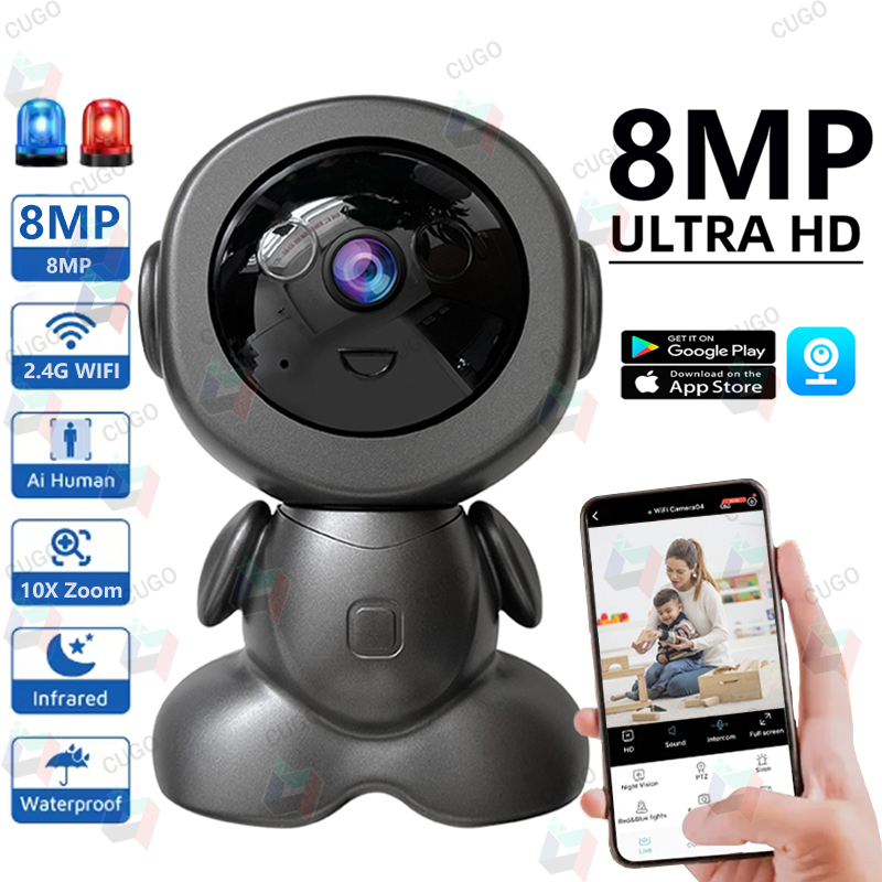 Smart Home Camera Ezviz - 8MP WiFi監視ロボットカメラ PTZセキュリティベビーモニター 双方向音声 カラーナイトビジョン AIスマートトラッキング