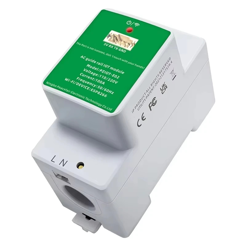 Smart Home Wiser - Tasmota WiFi対応の電力計、単相AC、DINレール取り付け型、電力ワットメーター、Tasmota ESPHome対応、Home Assistant用。