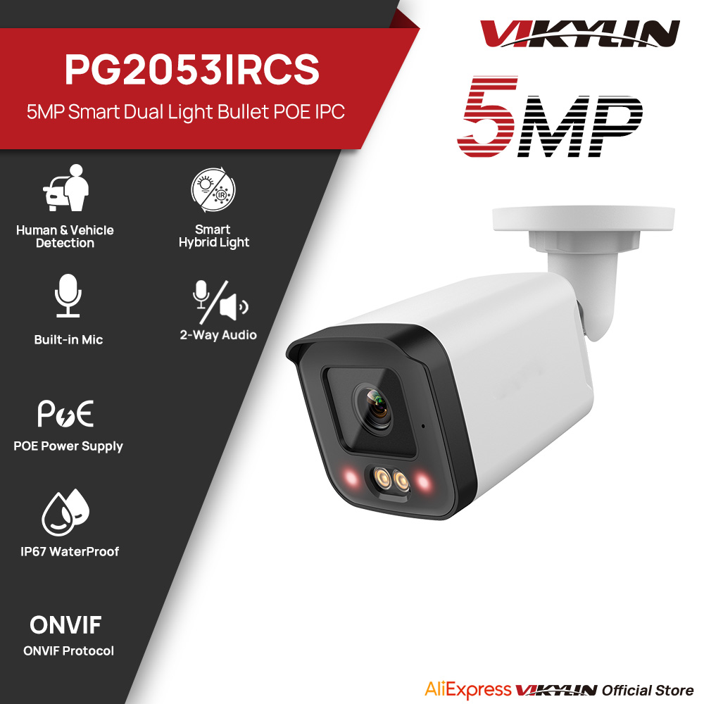 Smart Home Microsoft - VIKYLIN IPセキュリティカメラ 5MP スマートデュアルライト 2ウェイオーディオ PoE
