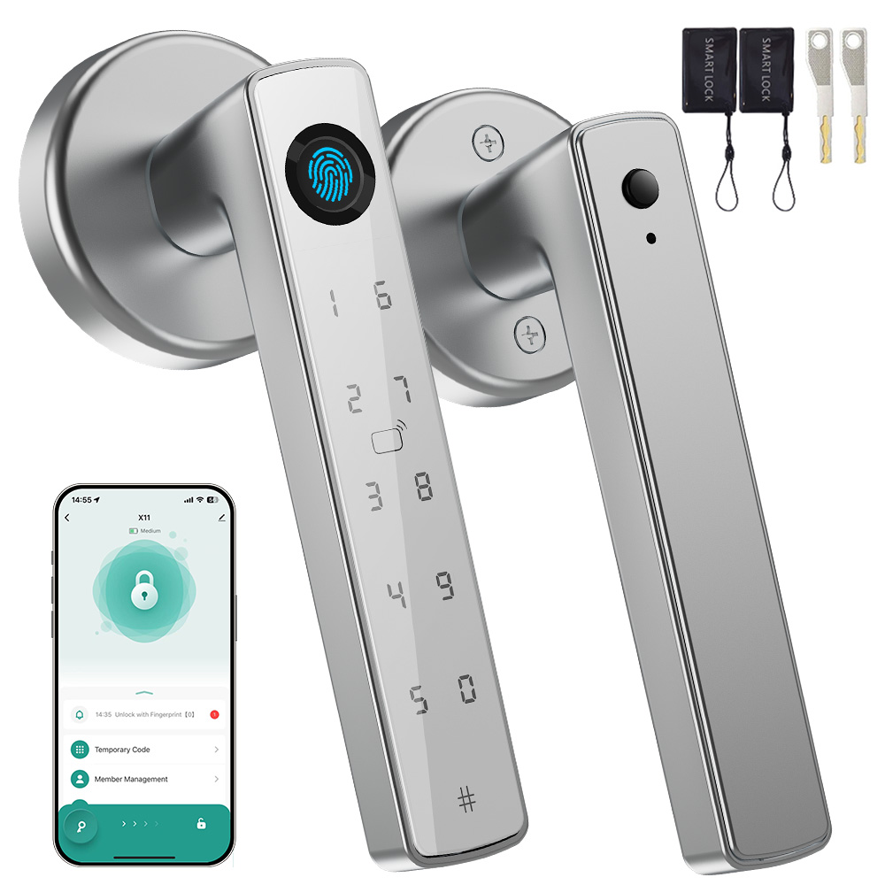 YFK Tuya スマートドアロックハンドル。生体認証指紋、 - Smart Home Door Lock のレビューと価格