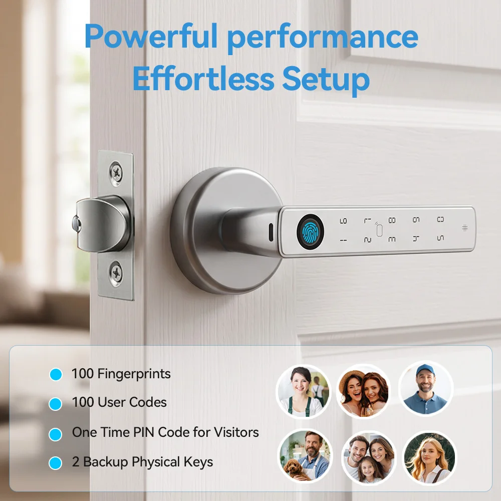 YFK Tuya スマートドアロックハンドル。生体認証指紋、 - Smart Home Door Lock のレビューと価格