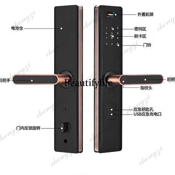 グラフィティデザインの指紋認証ロック、スマートロック、寝室の - Smart Home Door Lock のレビューと価格