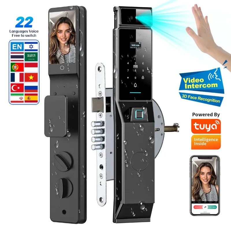 IP66防水対応、手のひら認証・顔認証機能付きスマートドアロ - Smart Home Door Lock のレビューと価格